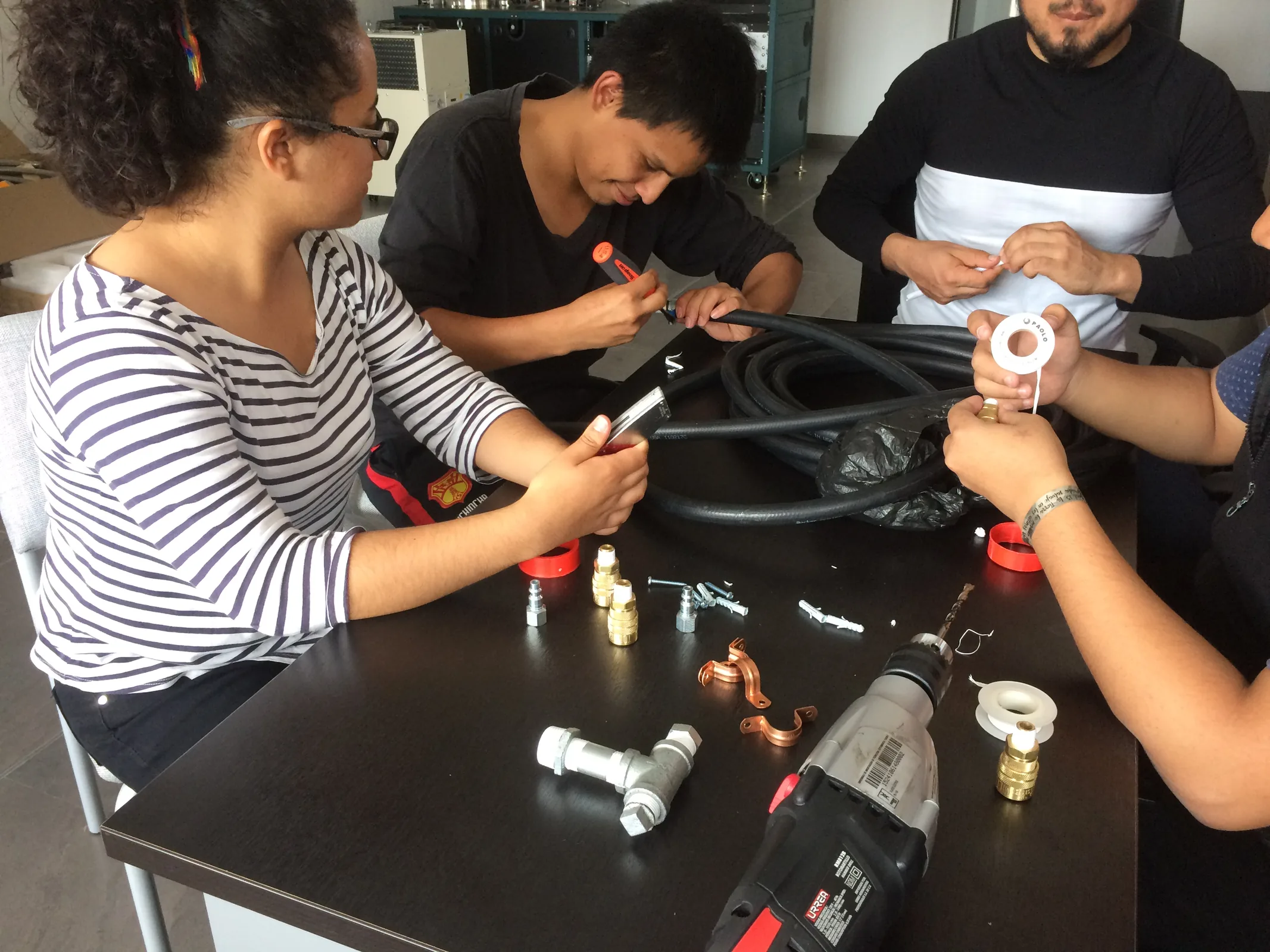 Students working with field equipment